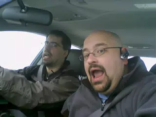 Andy West and Scott Alan Miller in Car