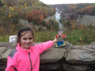 Liesl in Letchworth with Flat Stanley