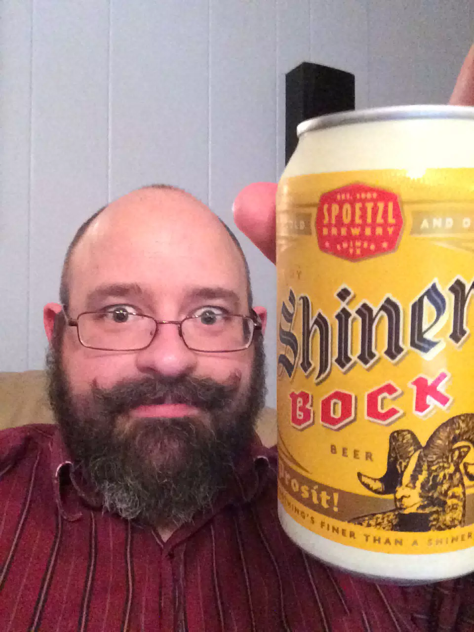 Texas Handlebar Mustache and Shiner Bock Beer