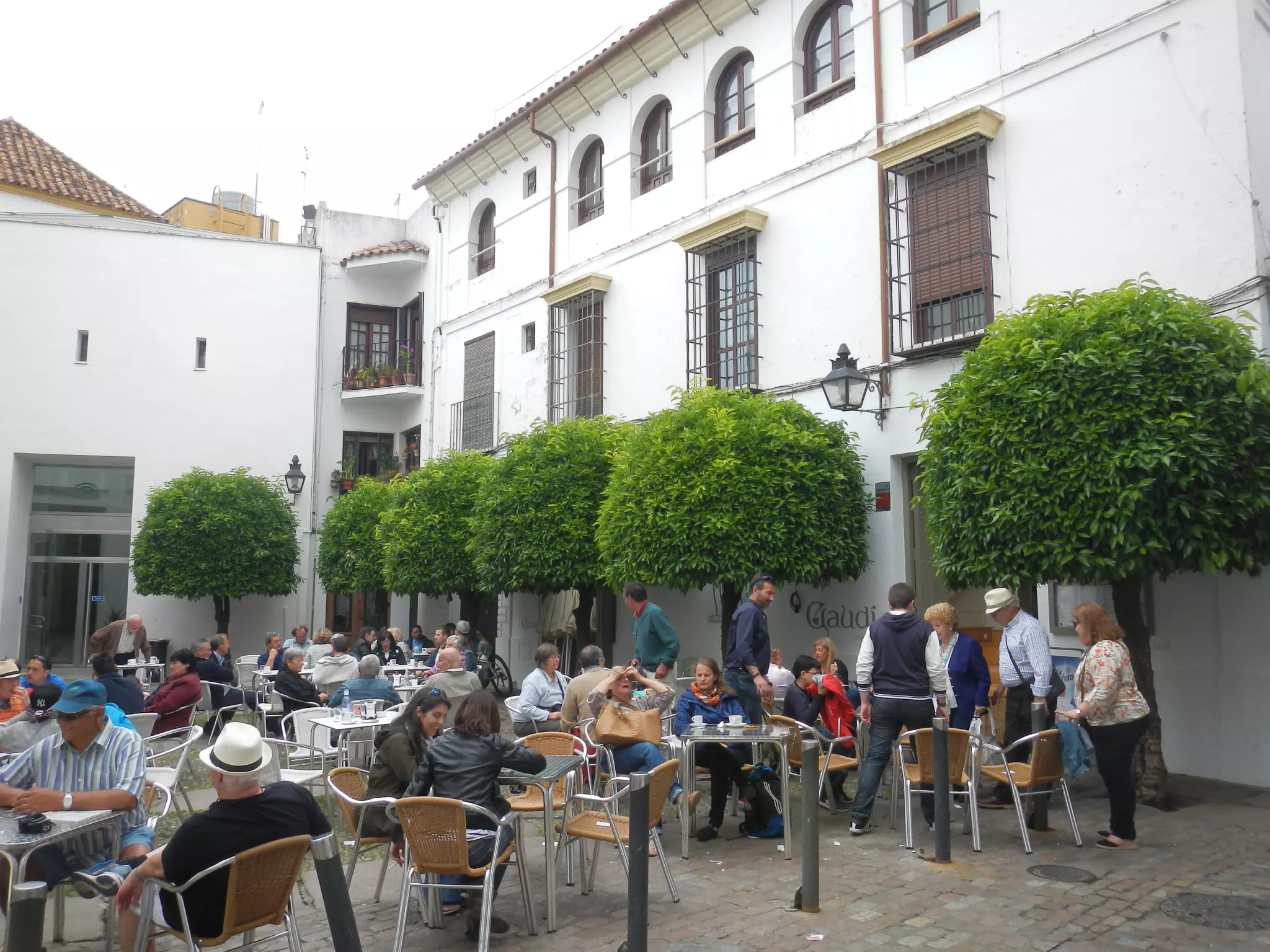 People Eating on the Plaza in Cordoba