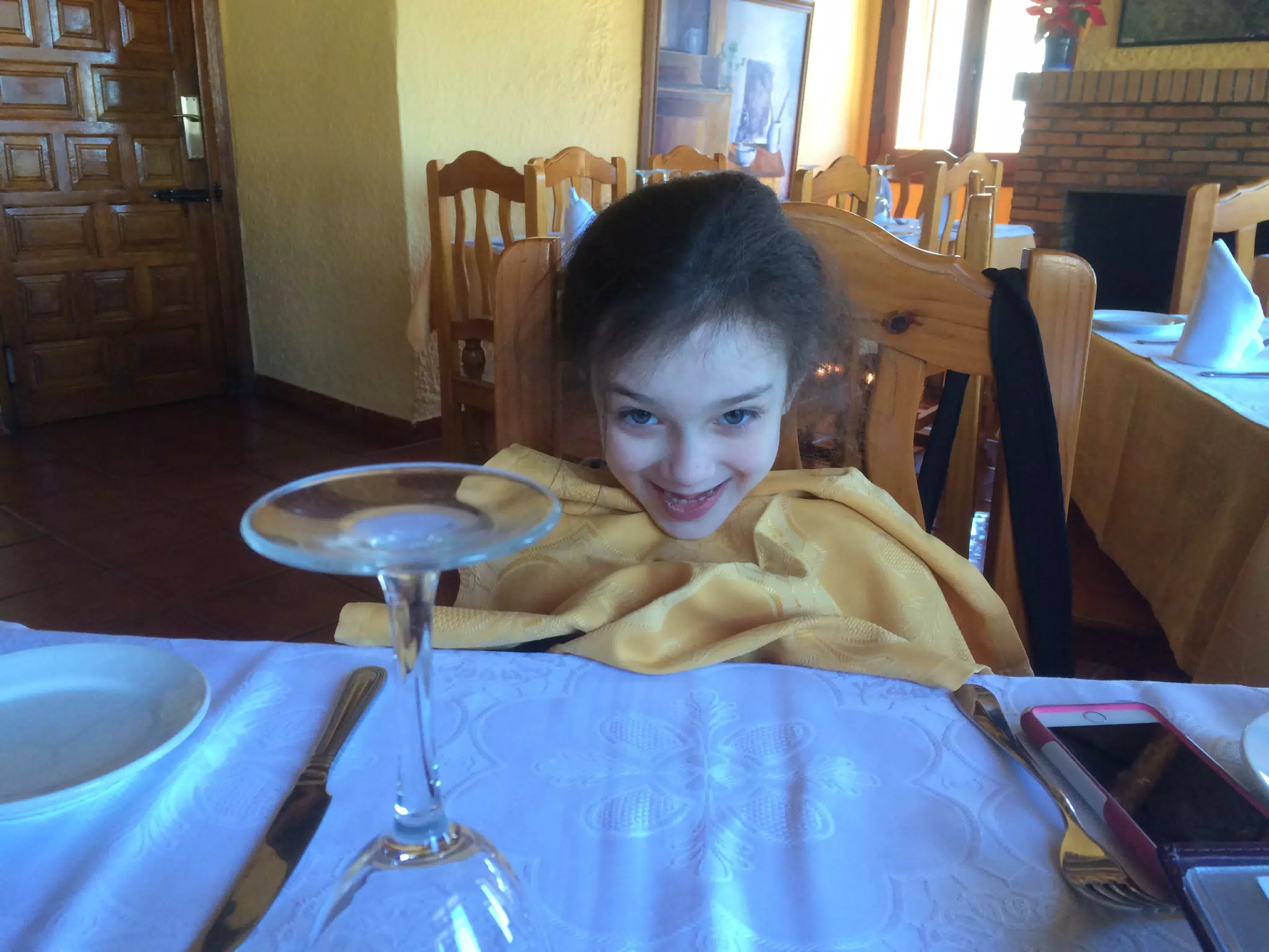 Liesl Excited for Lunch in Bubion