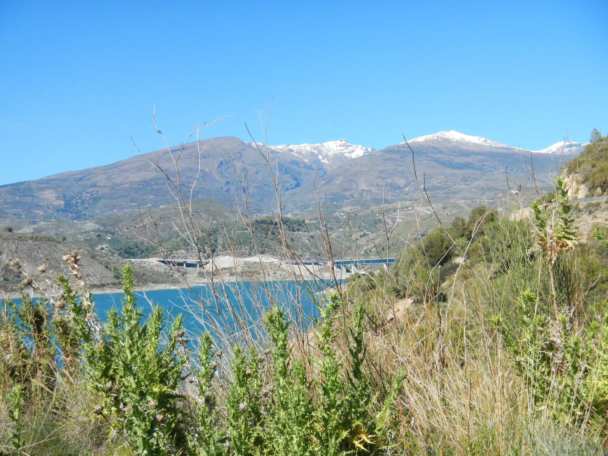 Snow Covered Peaks from Reservoir Southwest of Orgiva