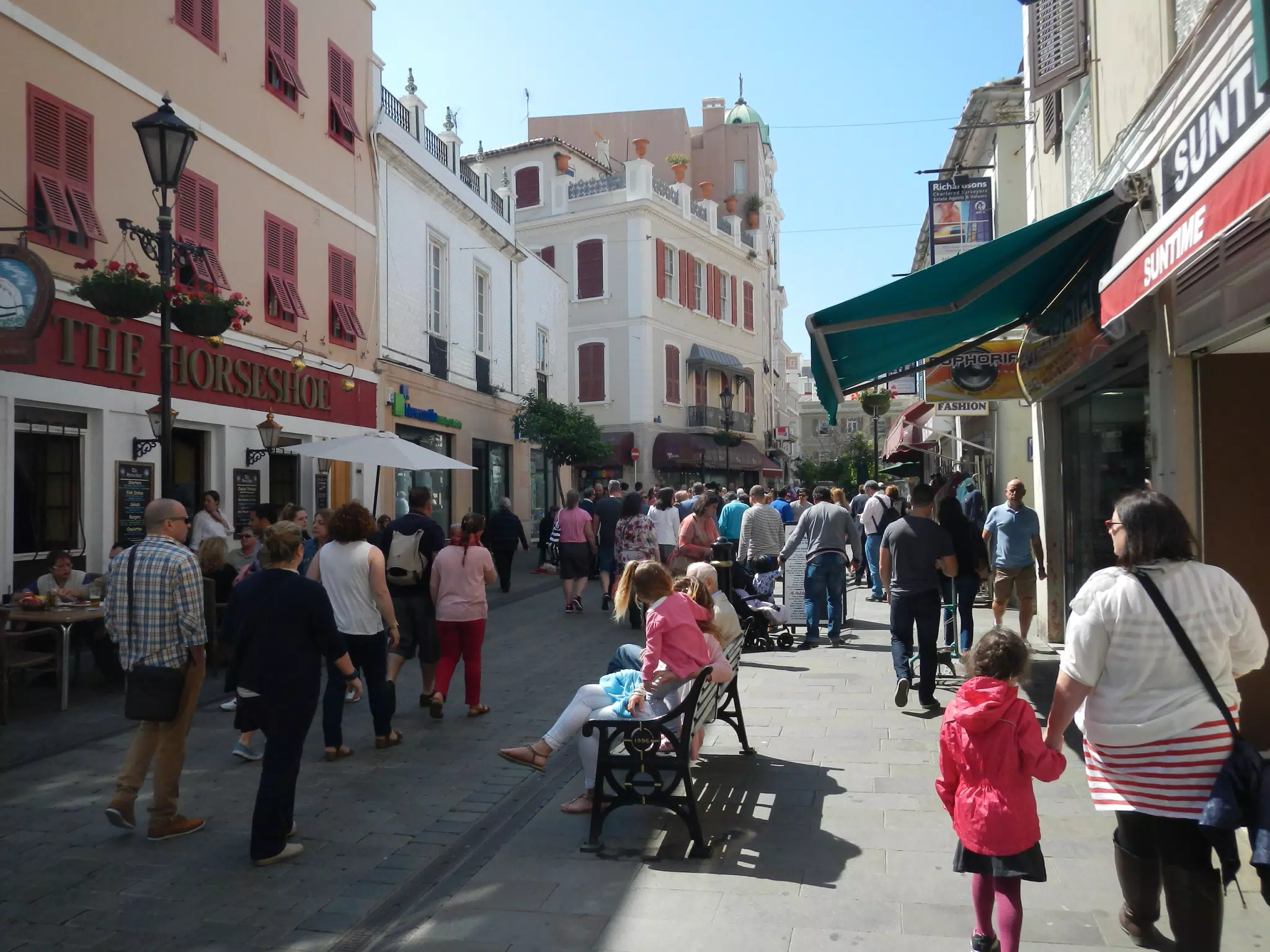 Crowds on Main Street in Gibraltar