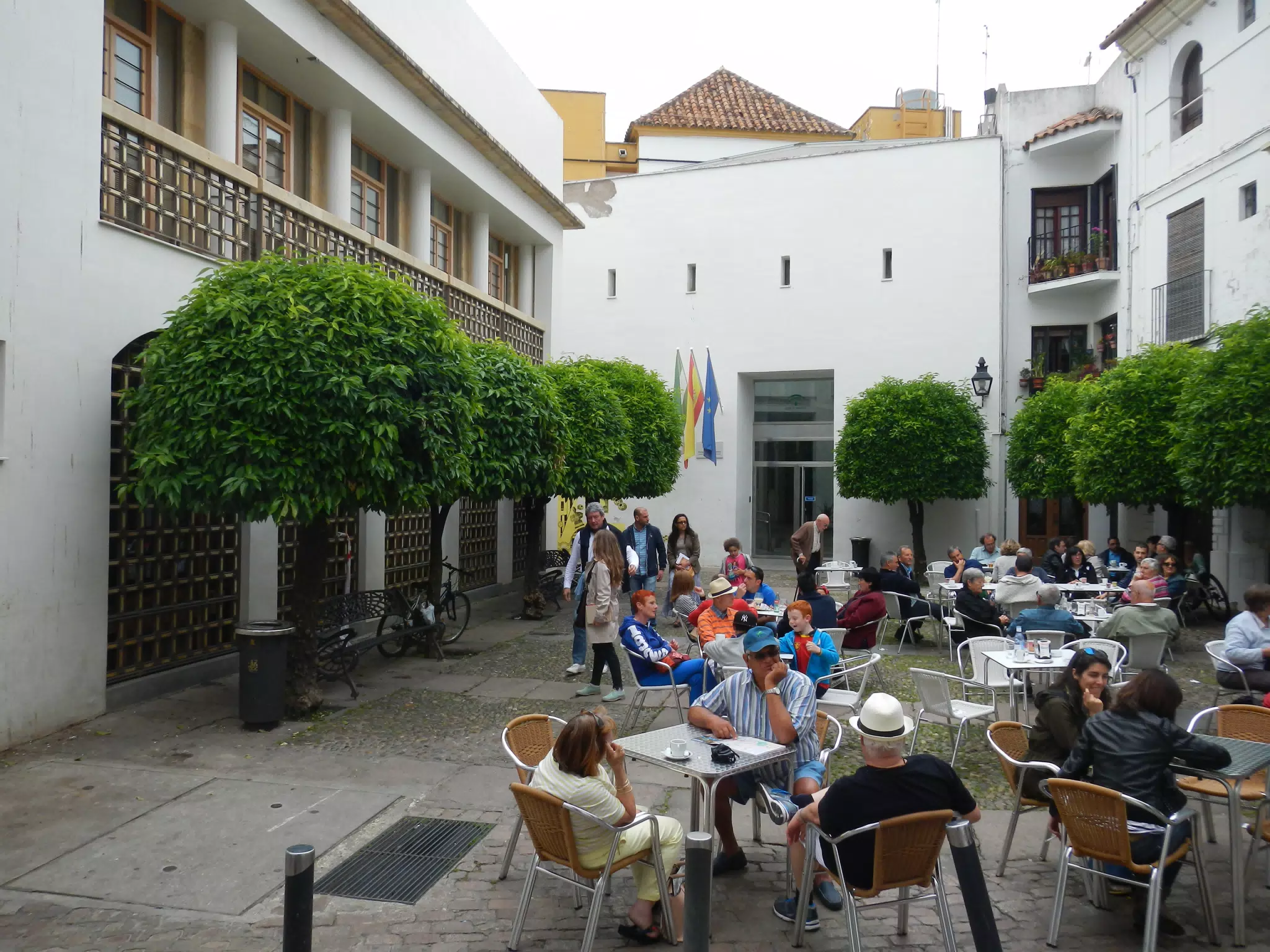 People Eating on the Plaza in Cordoba