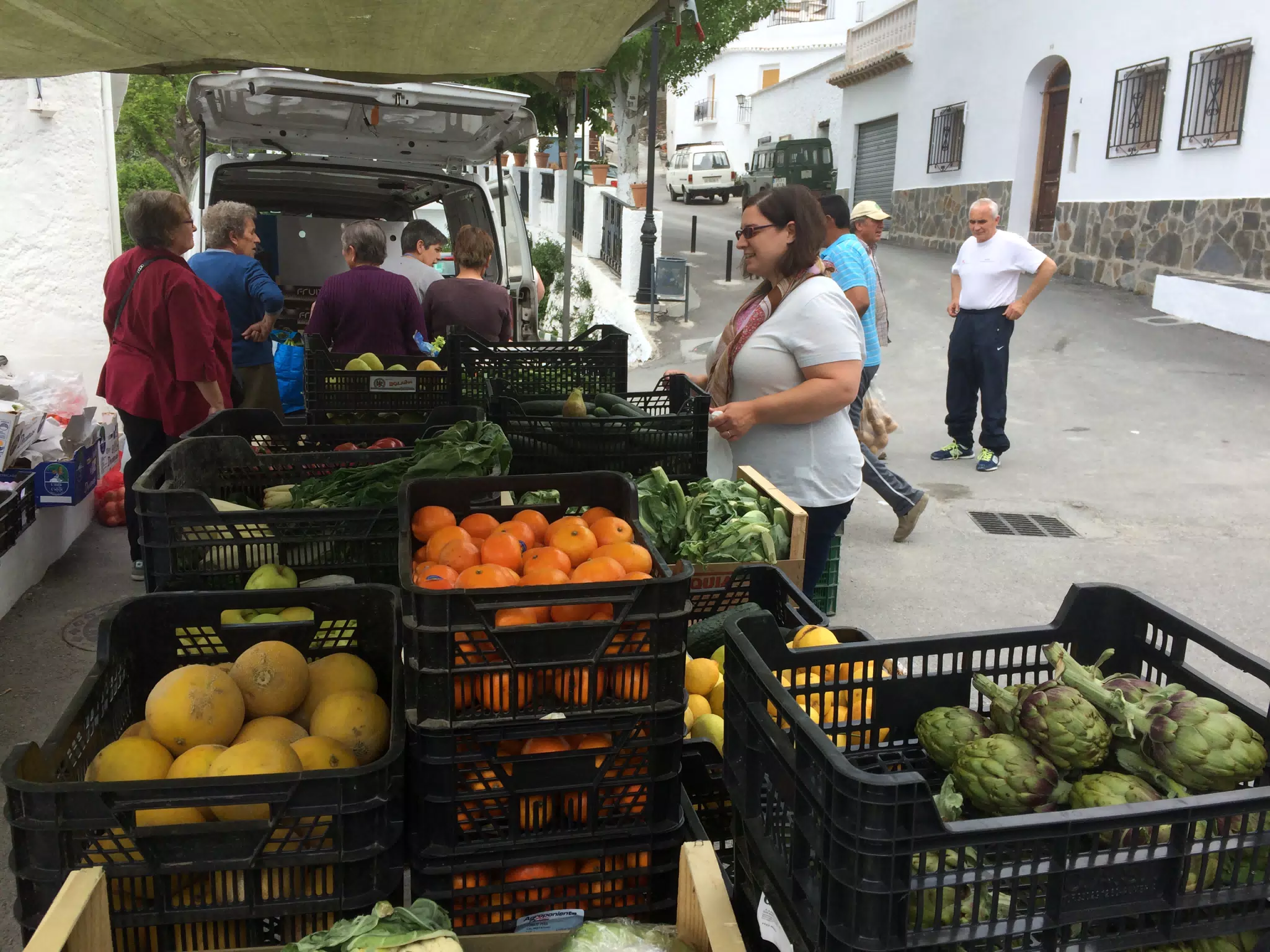Dominica Shopping at the Sunday Produce Market in Cáñar