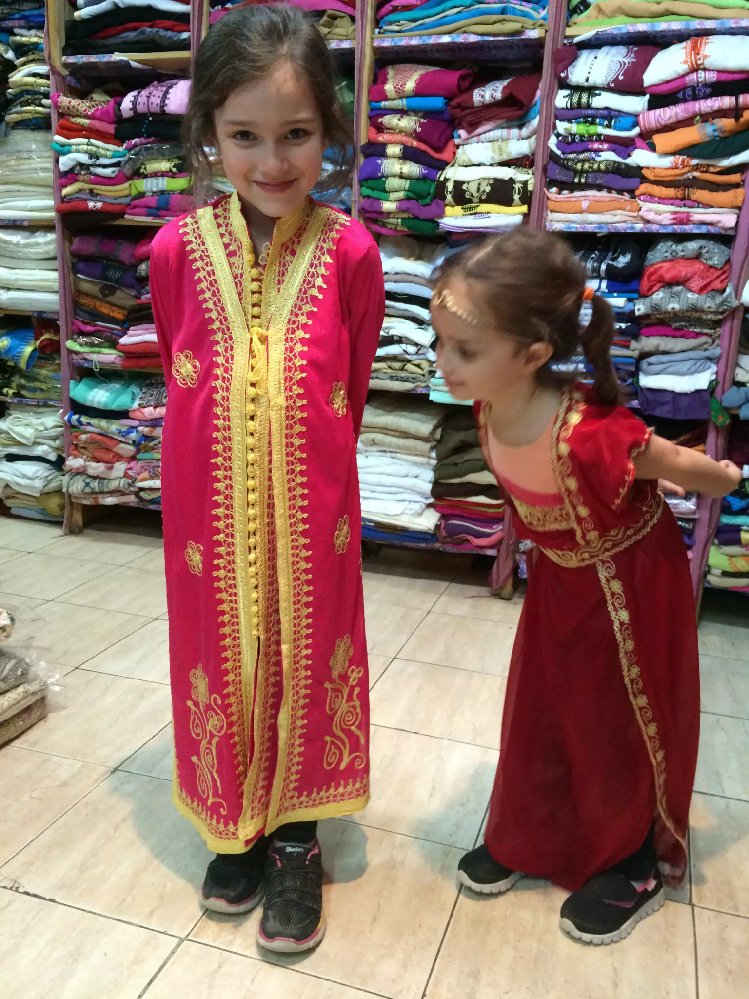 The Girls Trying on Moroccan Dresses