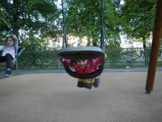 Luciana Being Goofy on Swing in Oslo, Norway