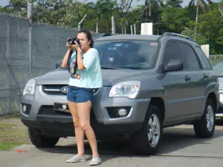 Maggie with Lumix Taking Picture in Panama