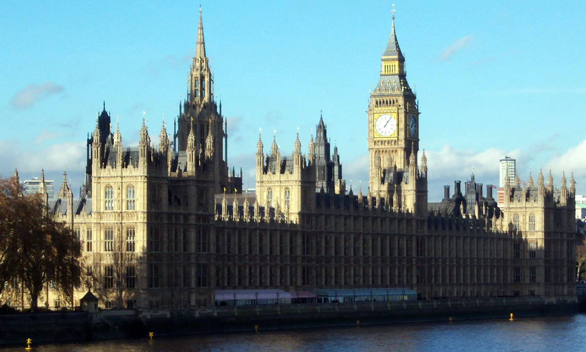 British Parliament on the Thames River in London