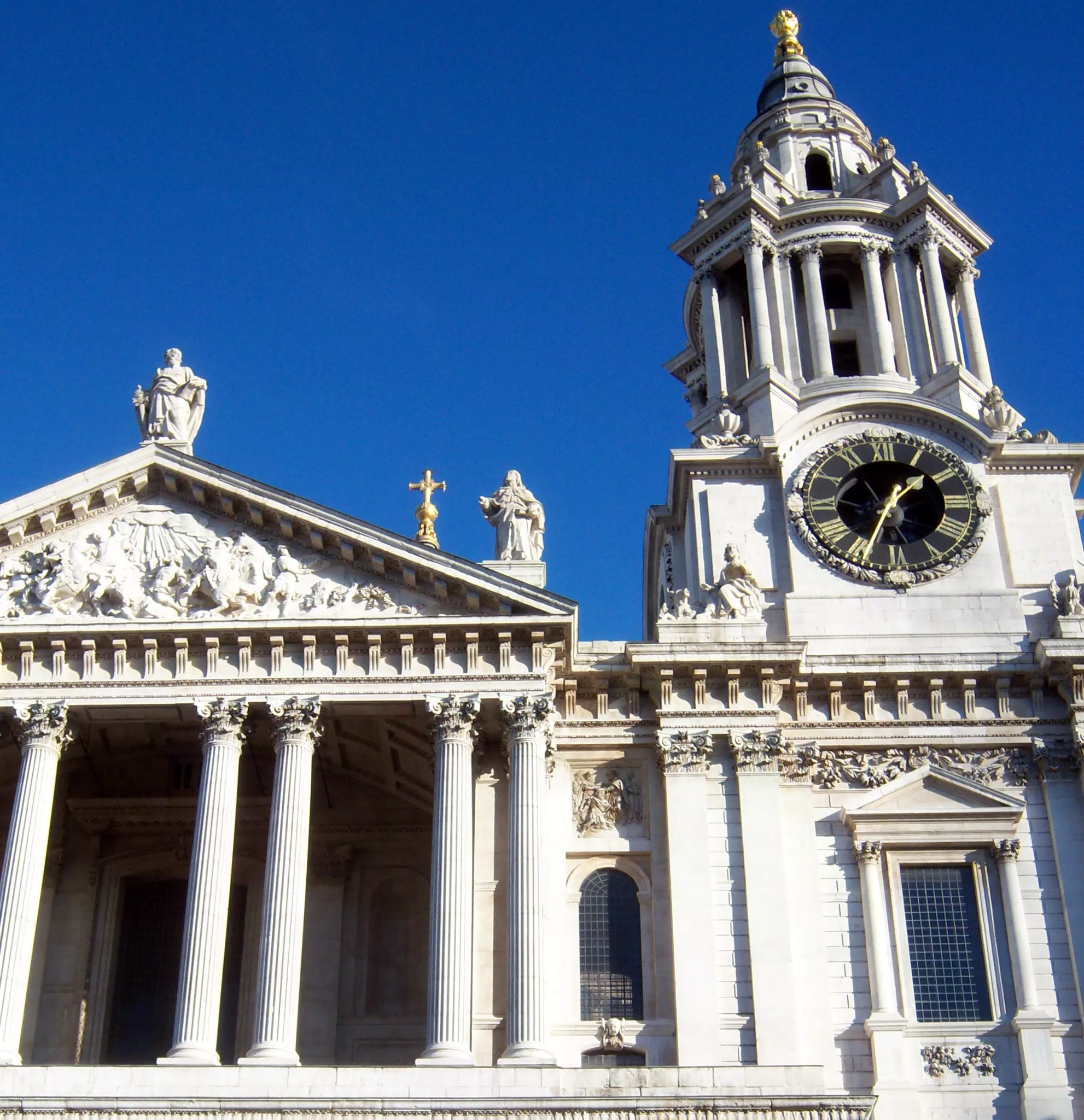 Top of Saint Pauls Cathedral and Clock