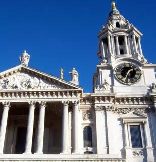 Top of Saint Pauls Cathedral and Clock