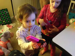 The Girls with Bristle Blocks
