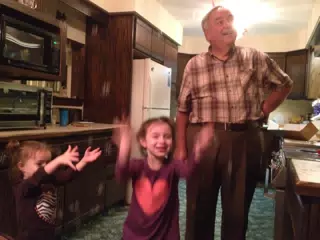 Luciana, Liesl & Grandpa in Kitchen