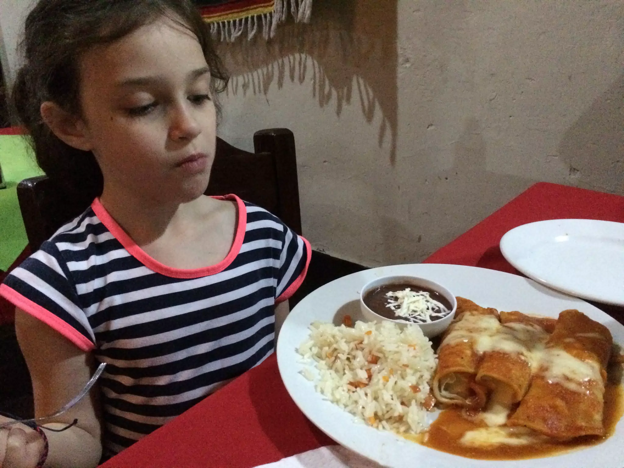 Liesl Eating Enchillads de Queso