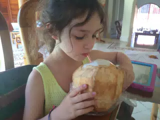 Liesl Drinking Coconut in Granada
