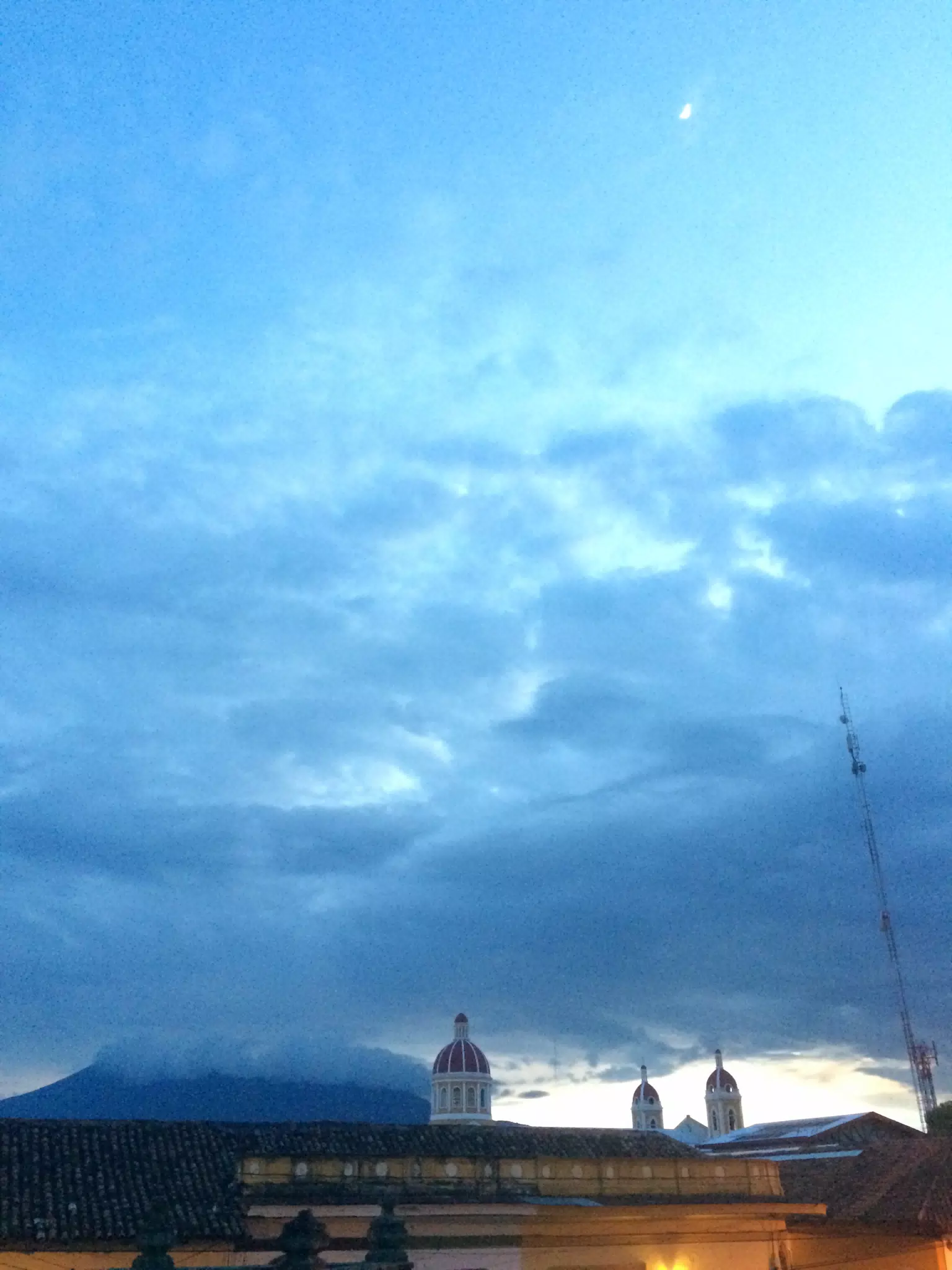 Moon over Granada Cathedral and Mombacho