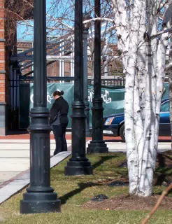 Dominica Taking GPS Readings at NJPAC