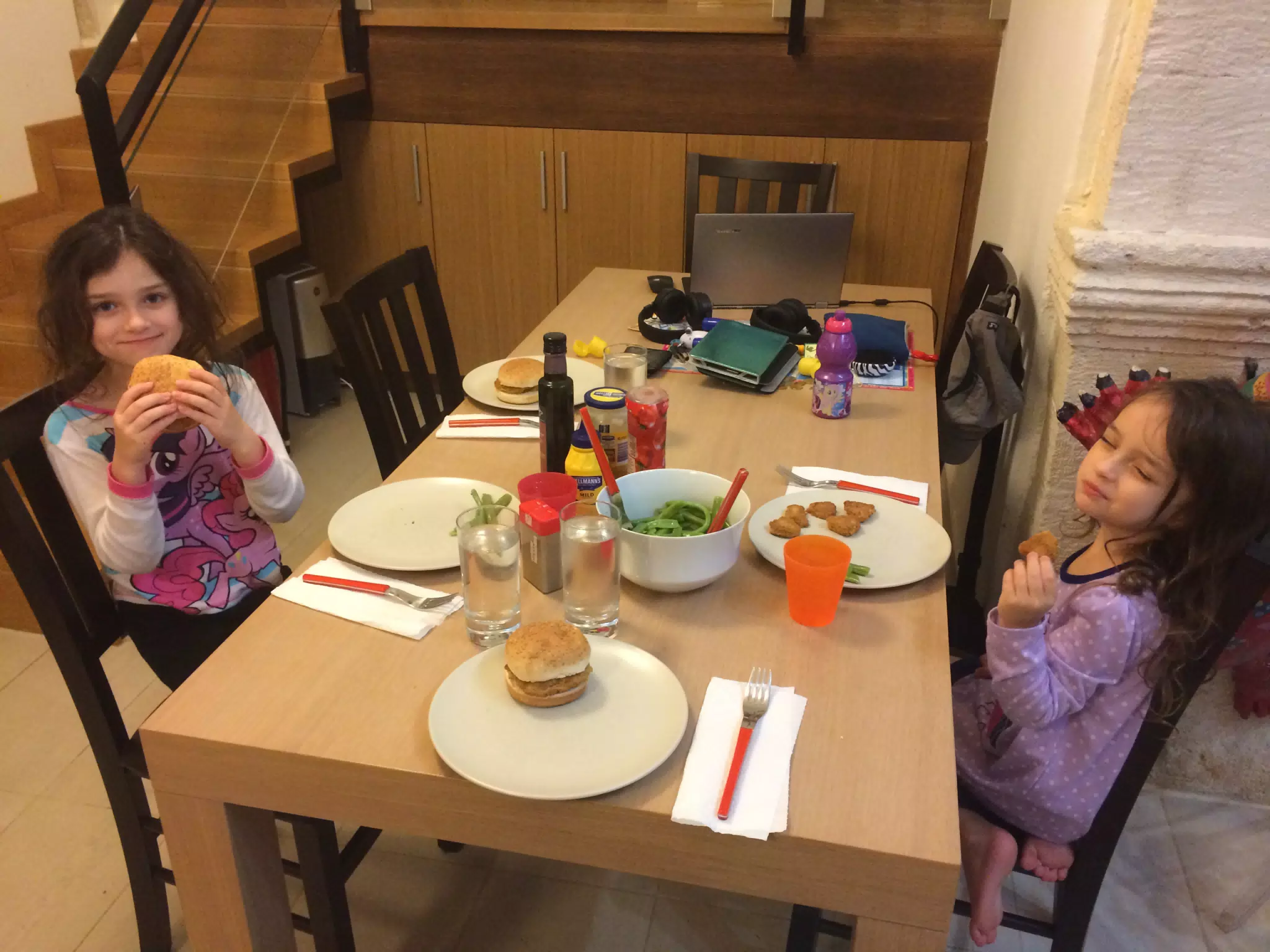 Enjoying Veggie Burgers and Chicken in Crete