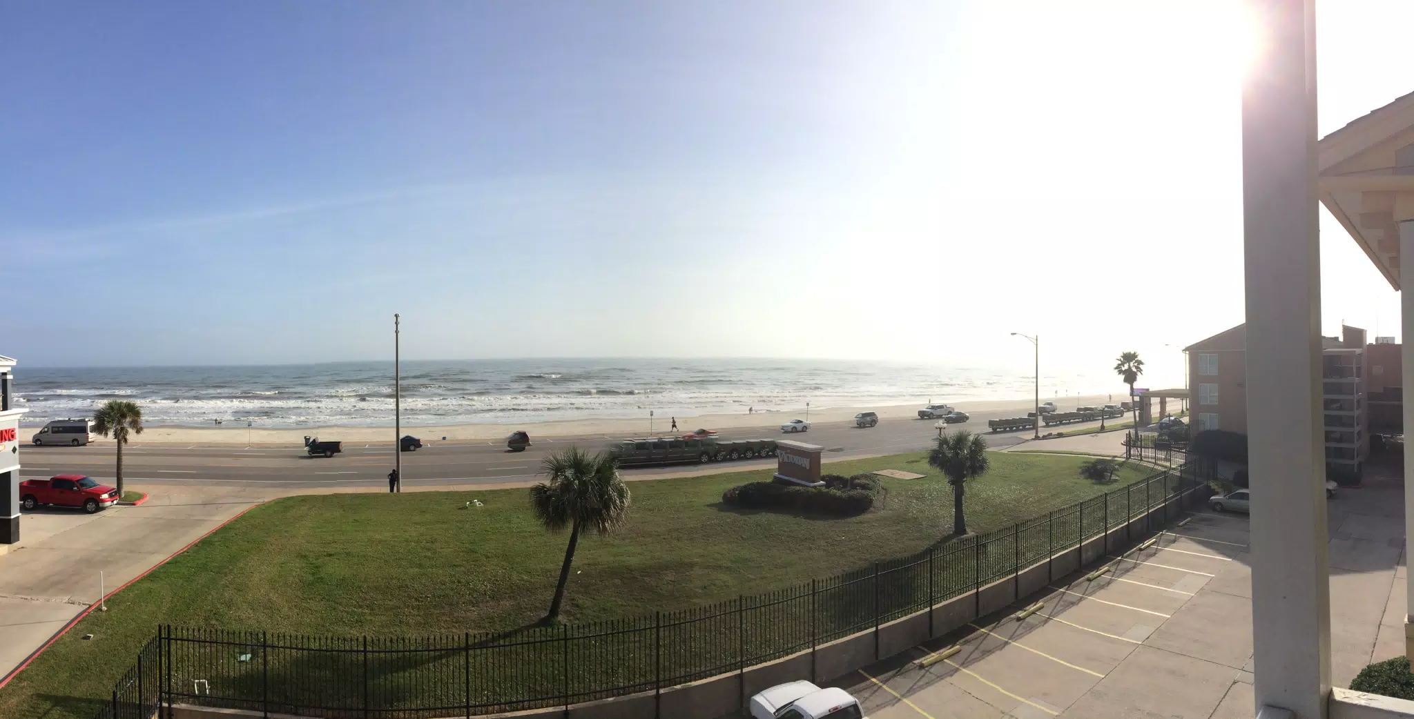 Galveston Beach from Condo Balcony