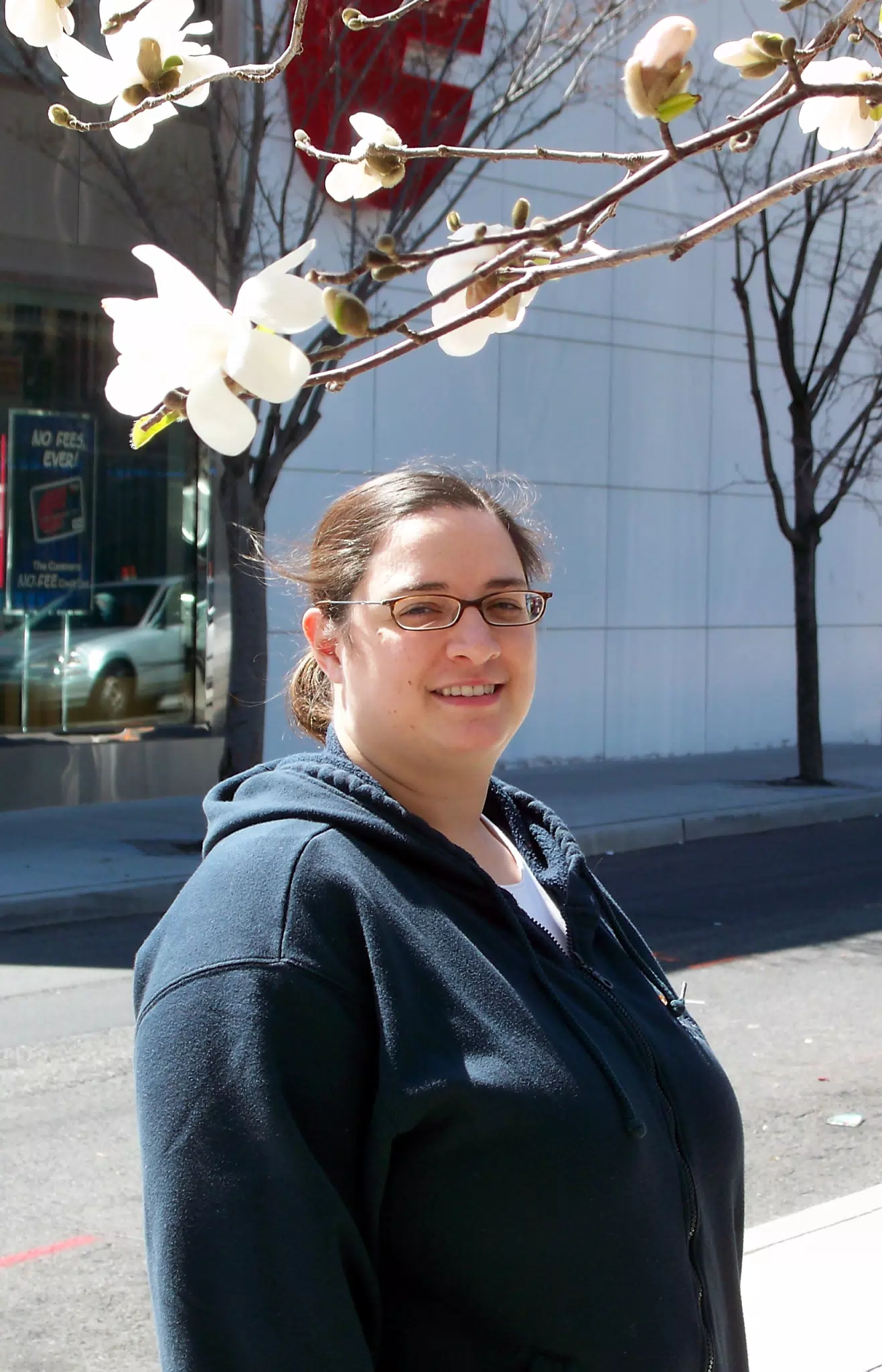 Dominica on Clinton Street with Blossoms