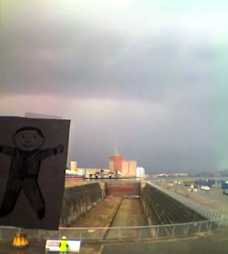 Flat Stanley in Belfast at Titanic Dry Dock
