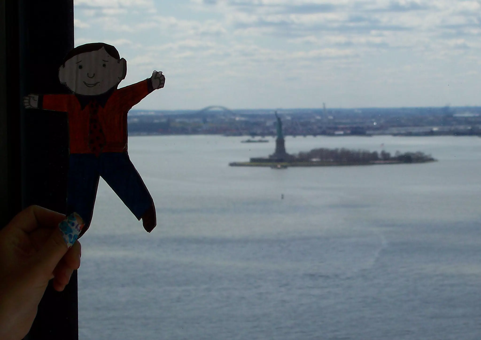 Flat Stanley Looking Over New York Harbor