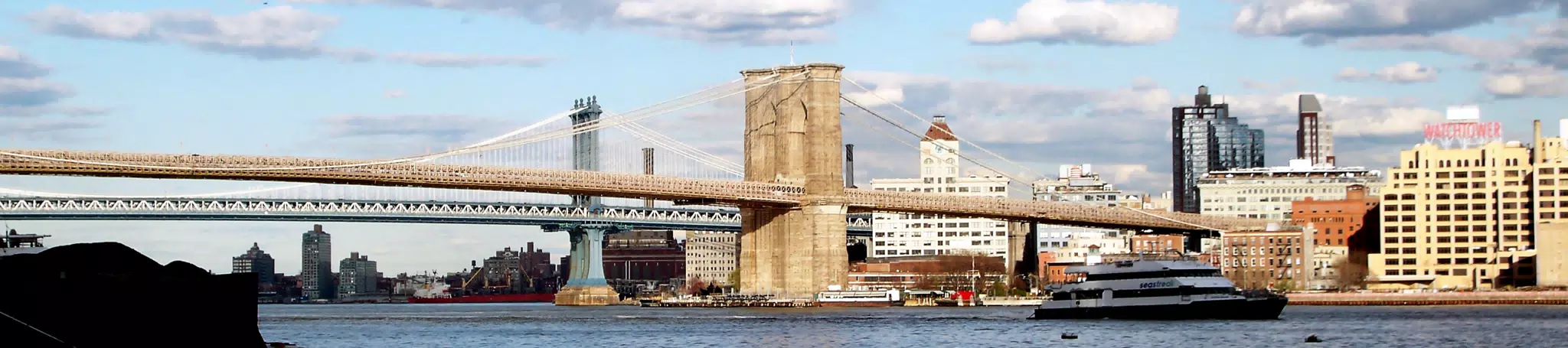 Brooklyn and Manhattan Bridges from East River Waterfront