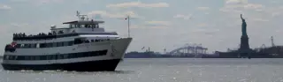 Ship Passing by Statue of Liberty