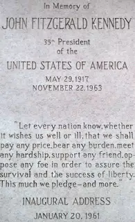 Caption on Statue of President Kennedy in Military Park, Newark