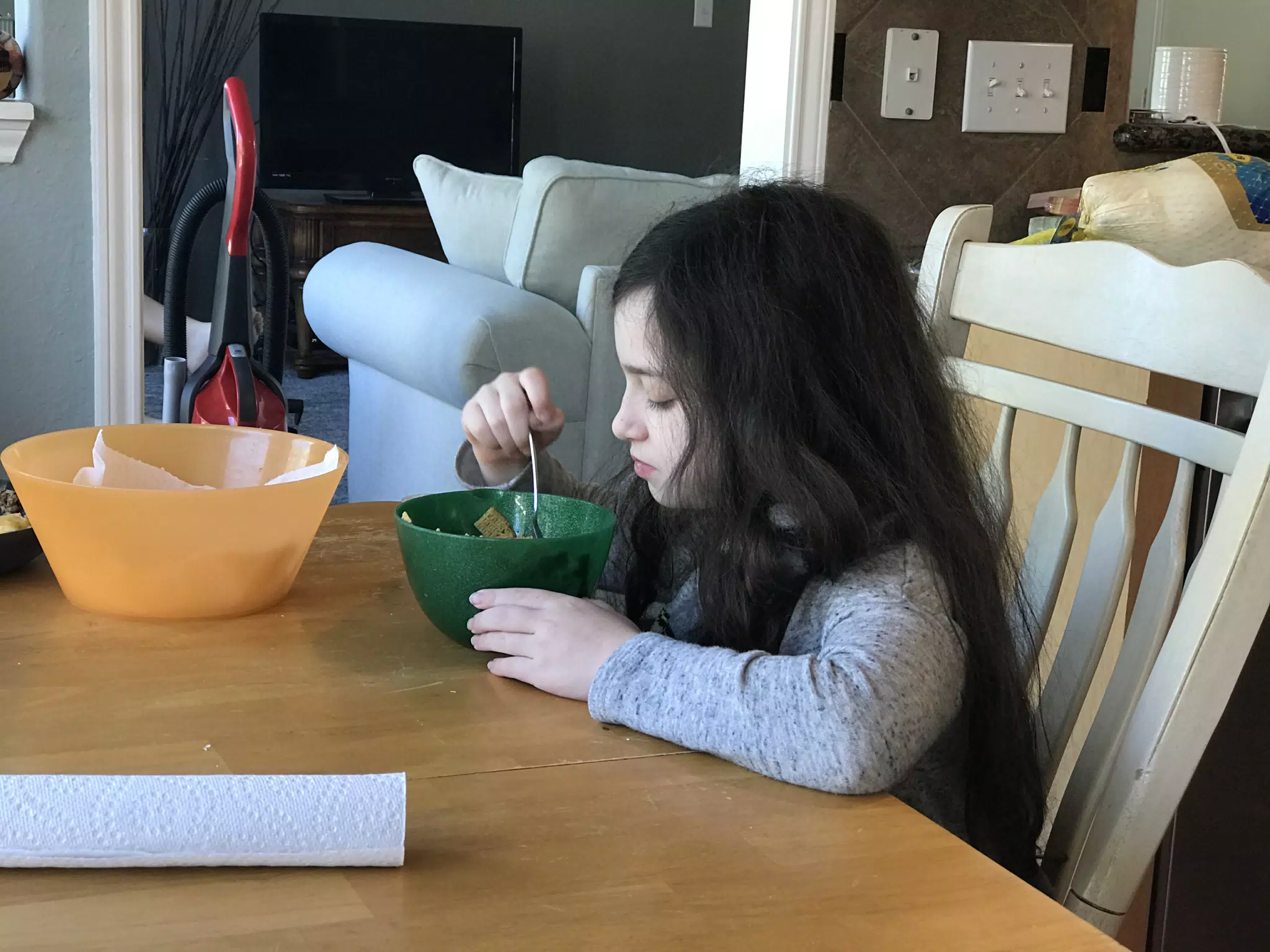 Liesl Having Cereal