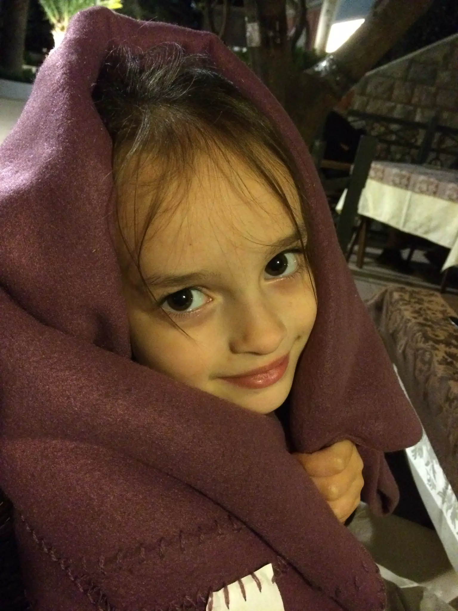 Luciana in Blanket at Seafood Restaurant