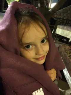 Luciana in Blanket at Seafood Restaurant