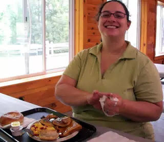 Dominica Eating Breakfast