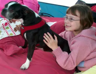 Madeline and Oreo in the Tent