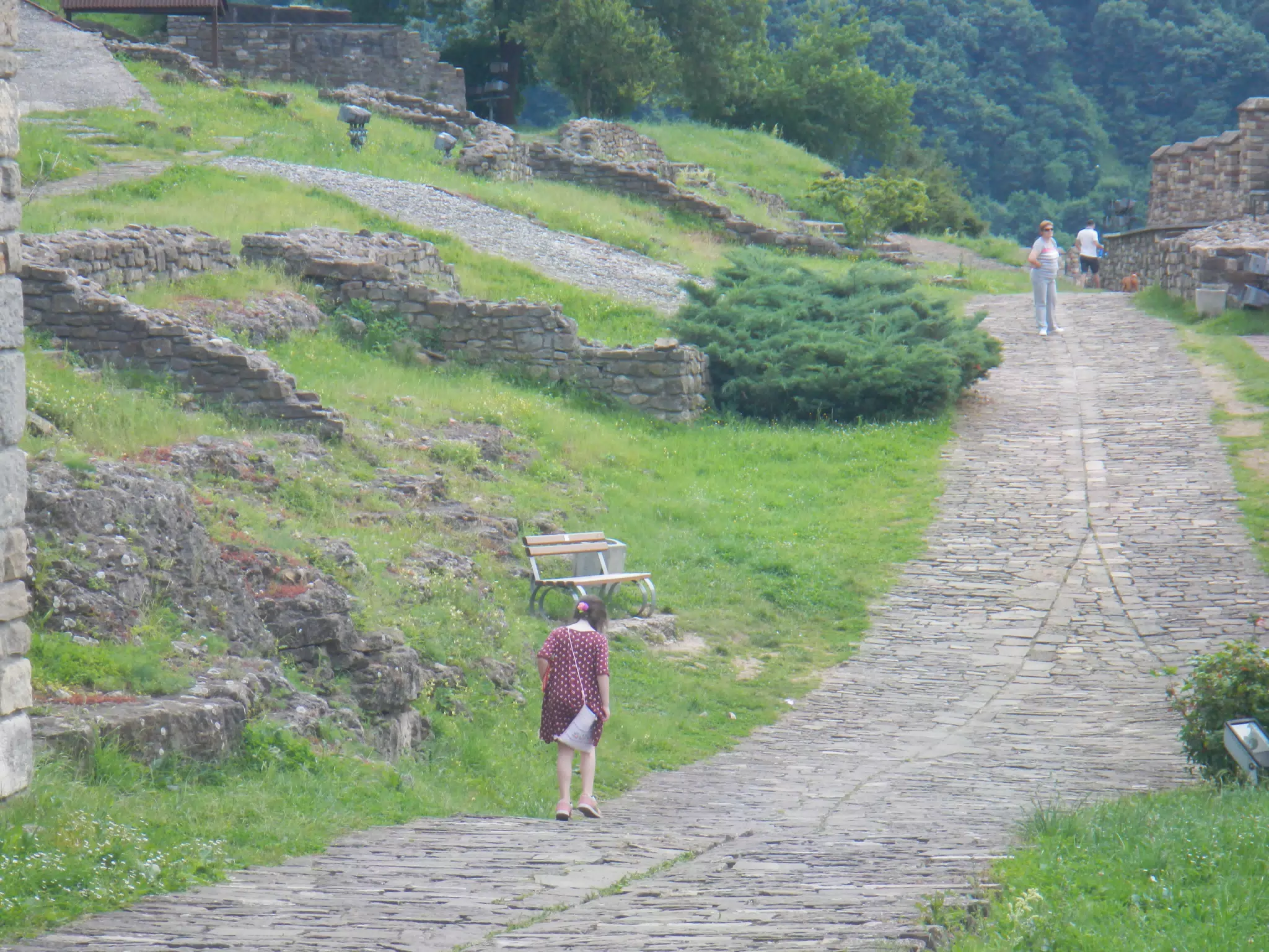 Liesl Walking the Fortress in Tarnovo