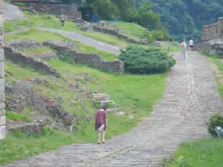 Liesl Walking the Fortress in Tarnovo