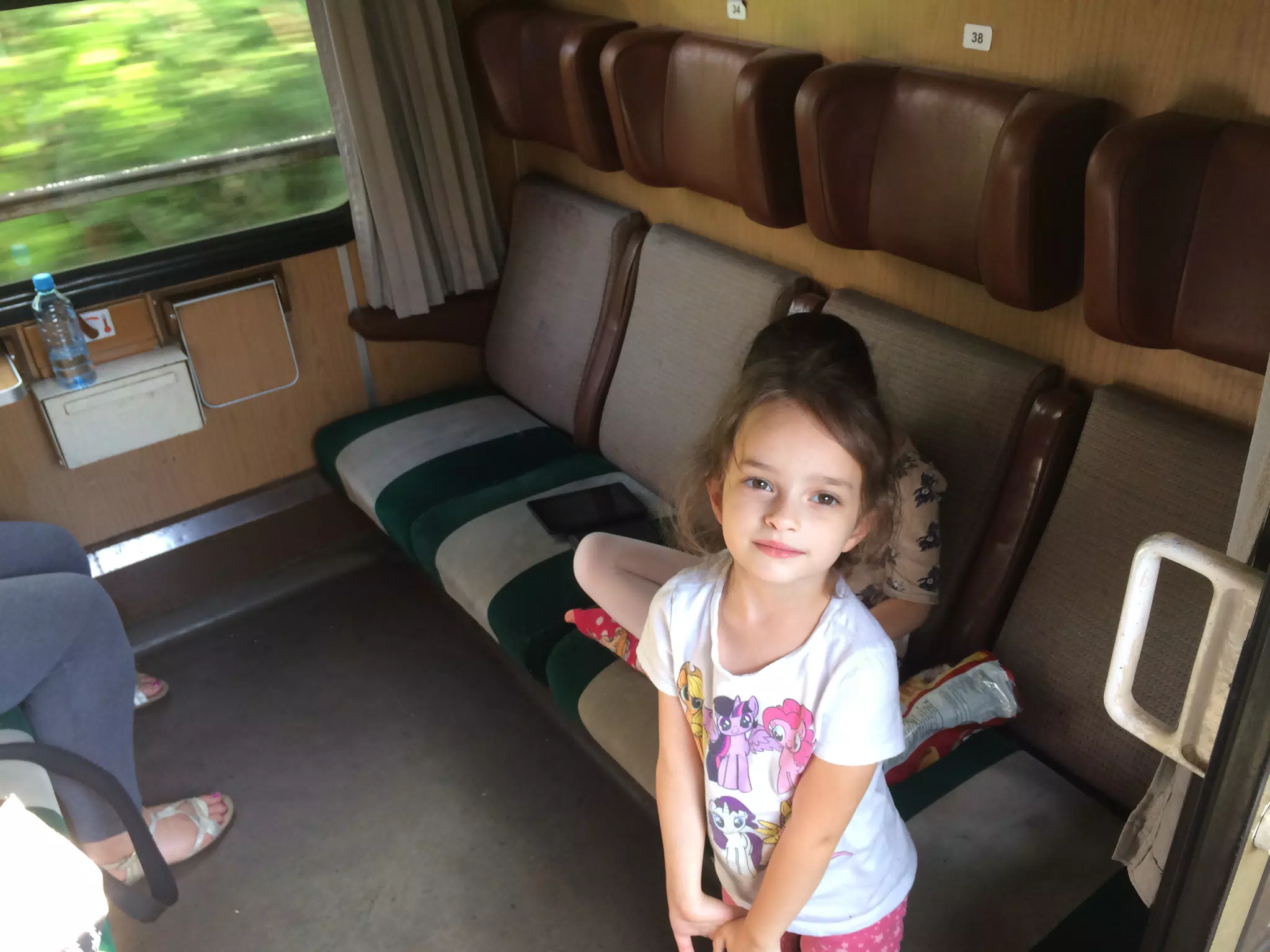 Luciana on the Train in Bulgaria