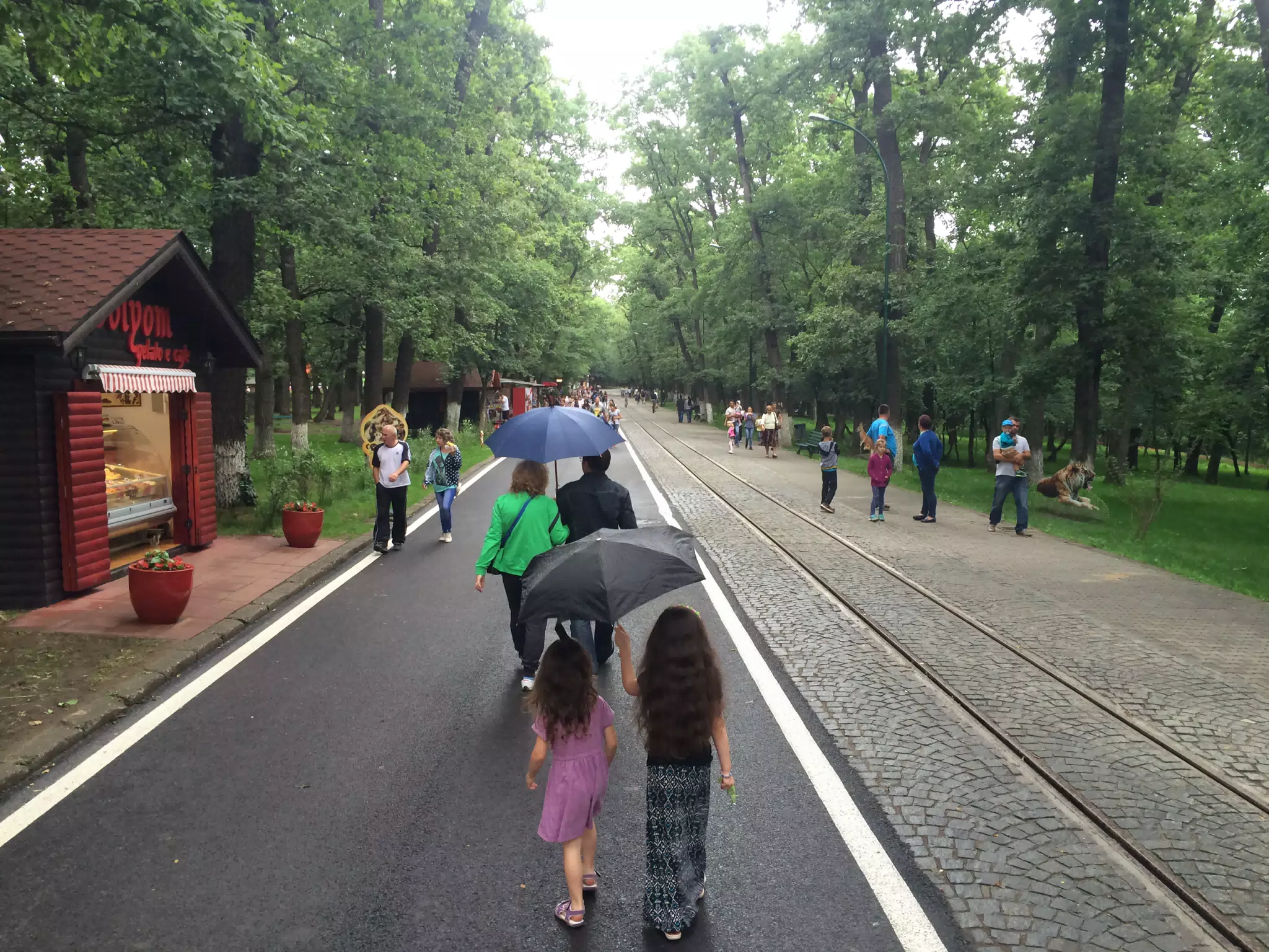 Luciana and Liesl with Umbrella at the Targu Mures Zoo