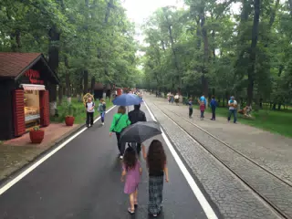 Luciana and Liesl with Umbrella at the Targu Mures Zoo