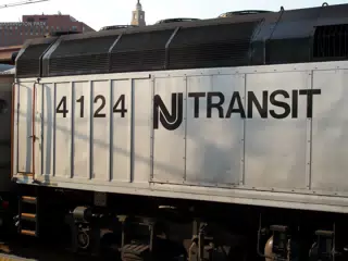 NJ Transit Engine 4124 in front of One Washington Park