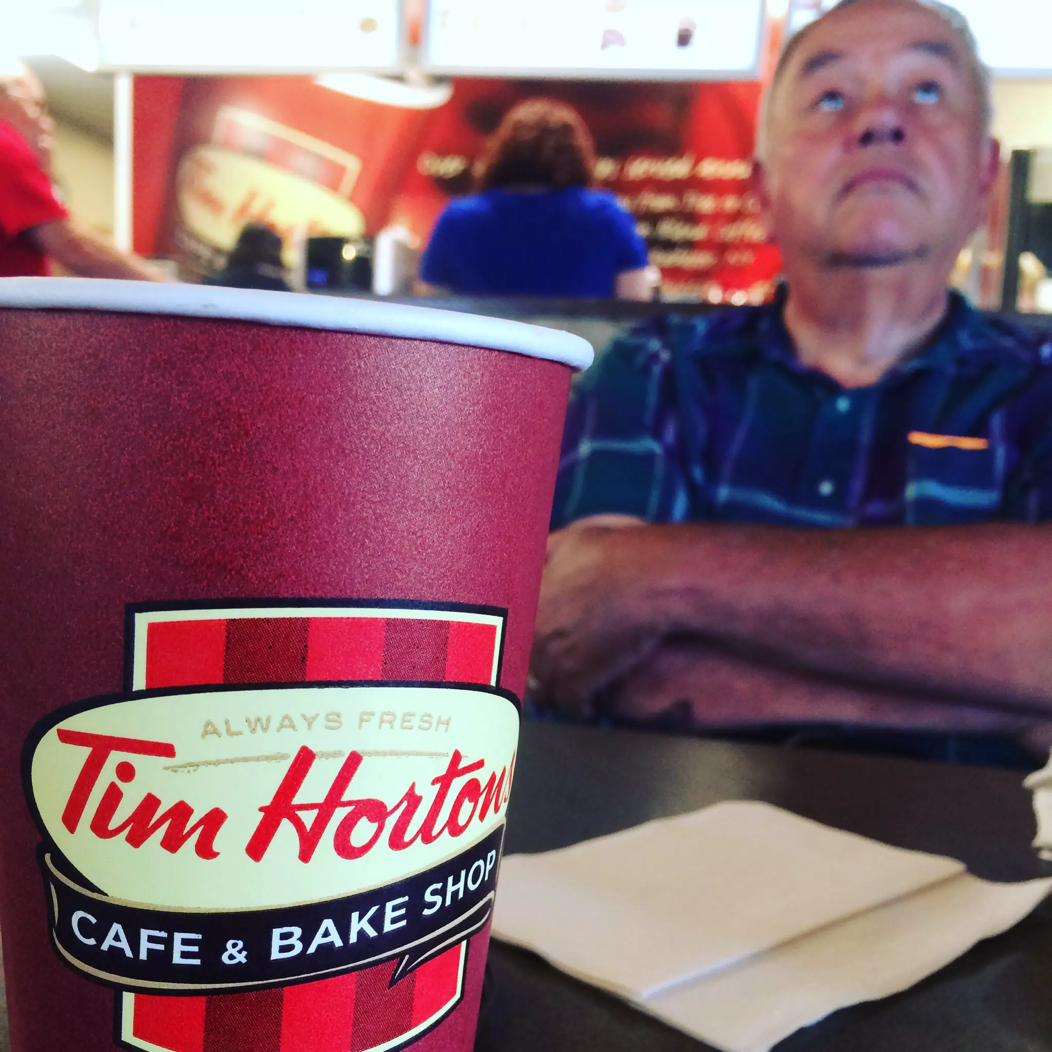 Dad at Tim Horton's