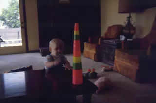 Brett playing with blocks
