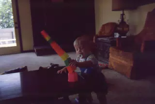 Brett playing with blocks