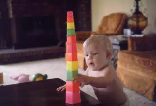 Brett playing with blocks