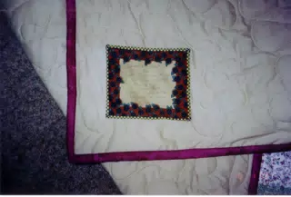 Inscription on Scott and Dominica's Wedding Quilt