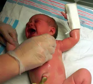 Liesl Being Fussy for Her First Bath