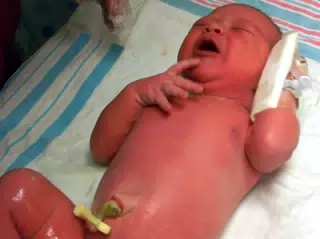Liesl Wrapping Up Her First Bath