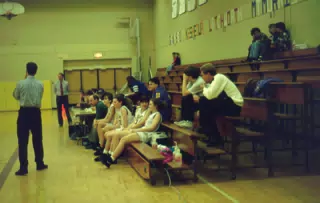York High School Girls Basketball - Mary Johnston on Bench