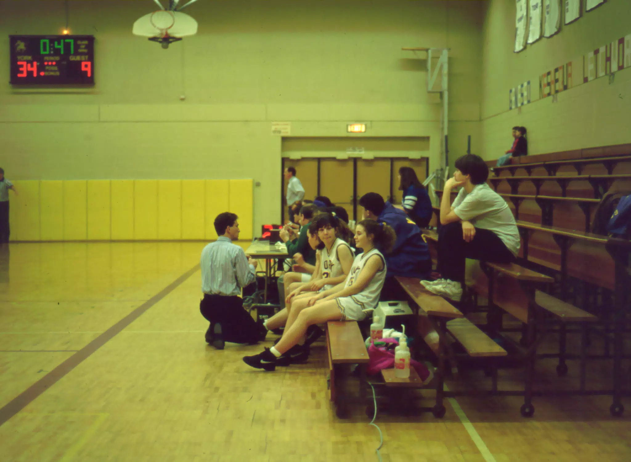 York High School Girls Basketball - Mary Johnston on Bench