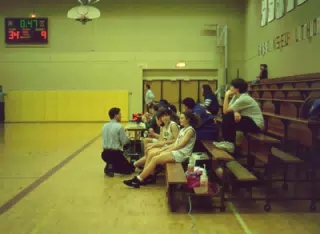 York High School Girls Basketball - Mary Johnston on Bench
